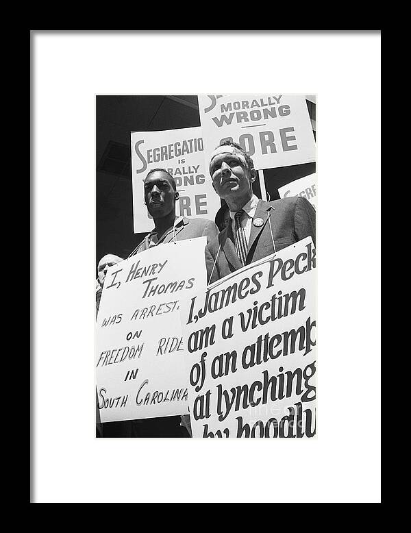People Framed Print featuring the photograph Civil Rights Picket Line At Port by Bettmann