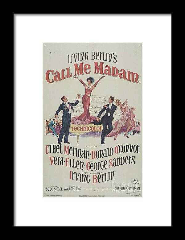 Ethel Framed Print featuring the painting Classic Movie Poster - Call me Madam by Esoterica Art Agency