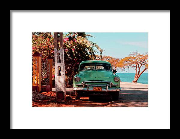 Pole Framed Print featuring the photograph Classic Oldtimer Car At Beach Road by Merten Snijders