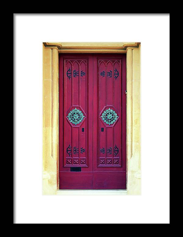 Saturated Color Framed Print featuring the photograph Classical Door In Mdina by Sensorspot