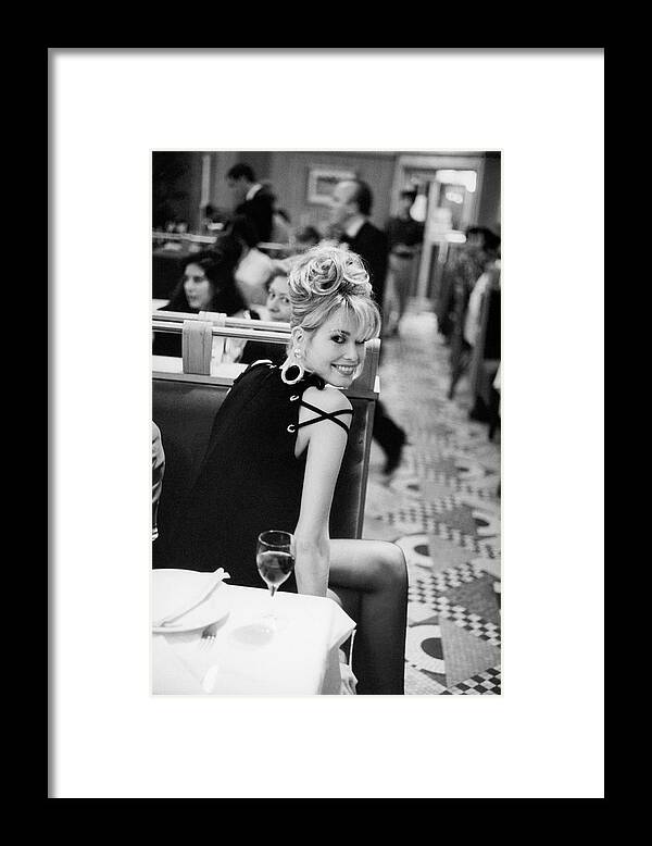 Fashion Framed Print featuring the photograph Claudia Schiffer in Bill Blass Dress by Arthur Elgort