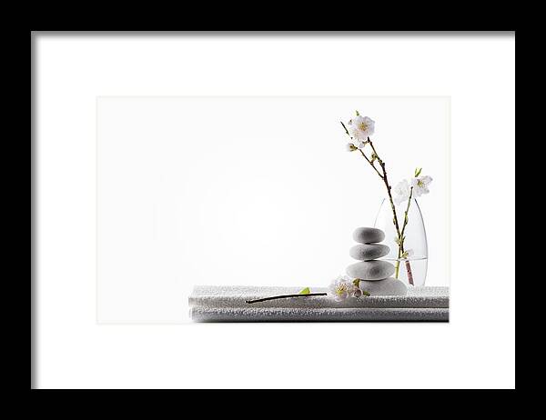 White Background Framed Print featuring the photograph Clean White Spa Background by Nightanddayimages
