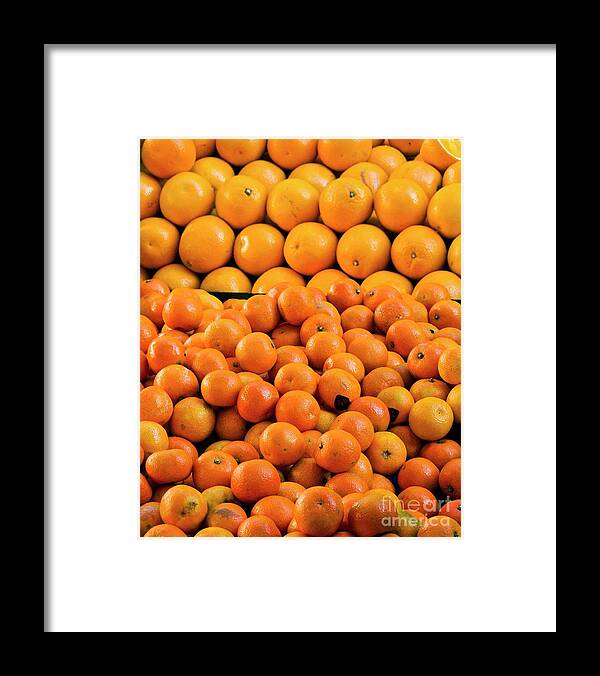 Abundance Framed Print featuring the photograph Clementines And Oranges In Market by Martyn F. Chillmaid/science Photo Library
