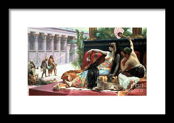 People Framed Print featuring the drawing Cleopatra Testing Poisons On Those by Print Collector