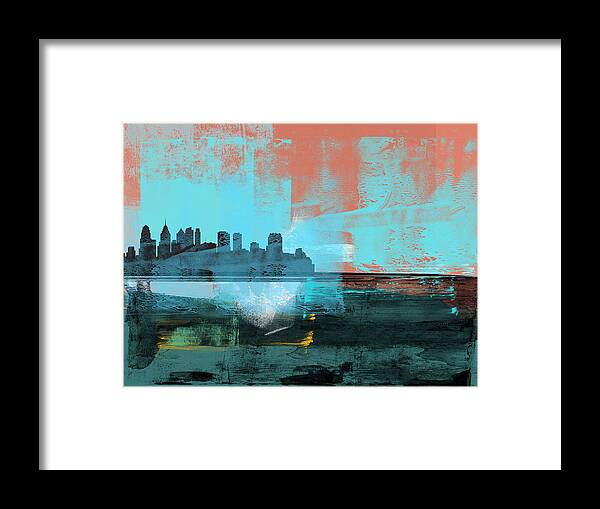 Cleveland Framed Print featuring the mixed media Cleveland Abstract Skyline II by Naxart Studio