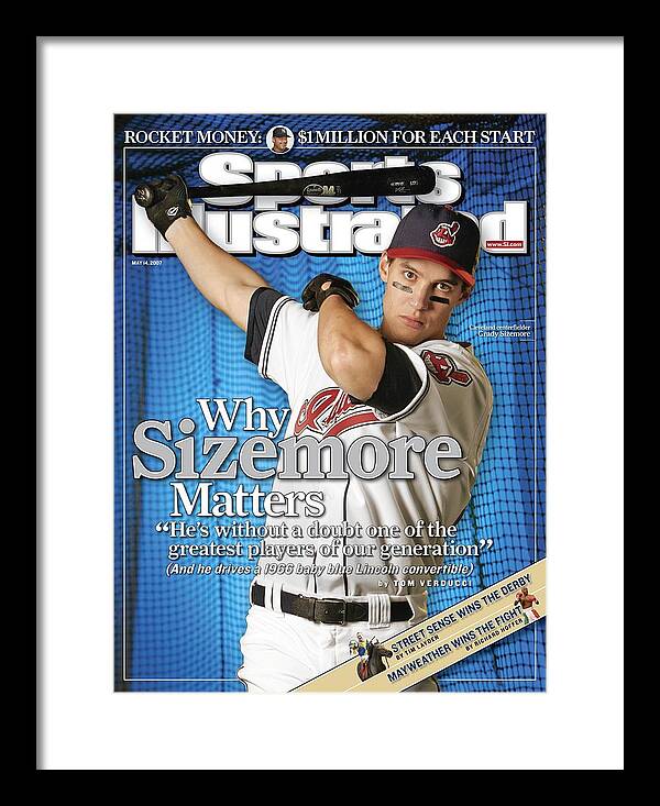 Magazine Cover Framed Print featuring the photograph Cleveland Indians Grady Sizemore Sports Illustrated Cover by Sports Illustrated