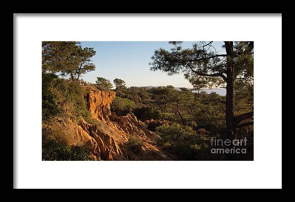 California Framed Print featuring the photograph Cliff rocks at sunset by Agnes Caruso