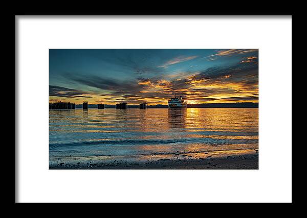 Sunrise Framed Print featuring the photograph Clinton Ferry Sunrise by Bob VonDrachek