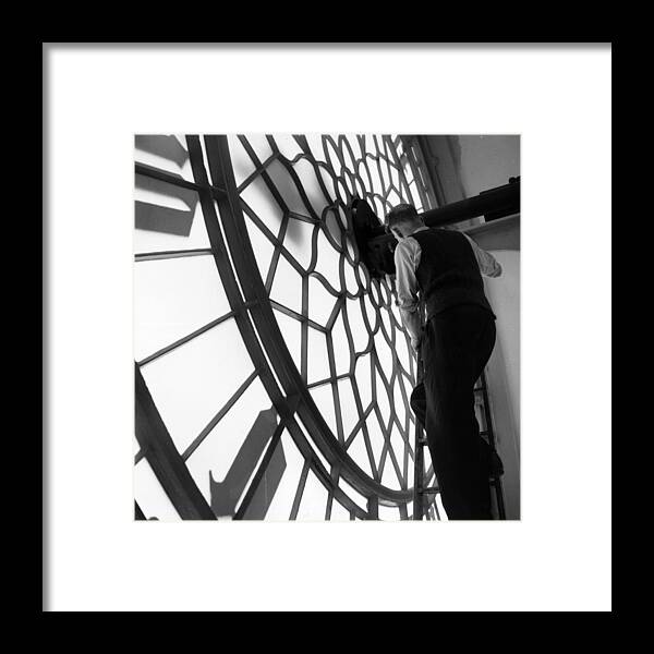 Clock Tower Framed Print featuring the photograph Clock Inspection by Frank Martin