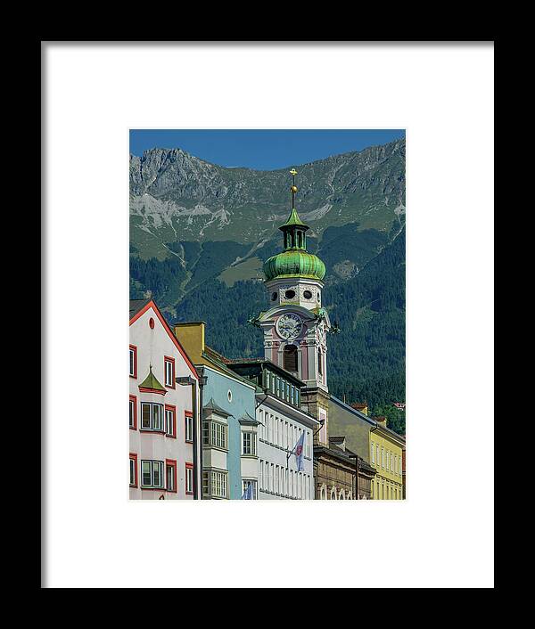 Austria Framed Print featuring the photograph Clock Tower of Innsbruck by Marcy Wielfaert