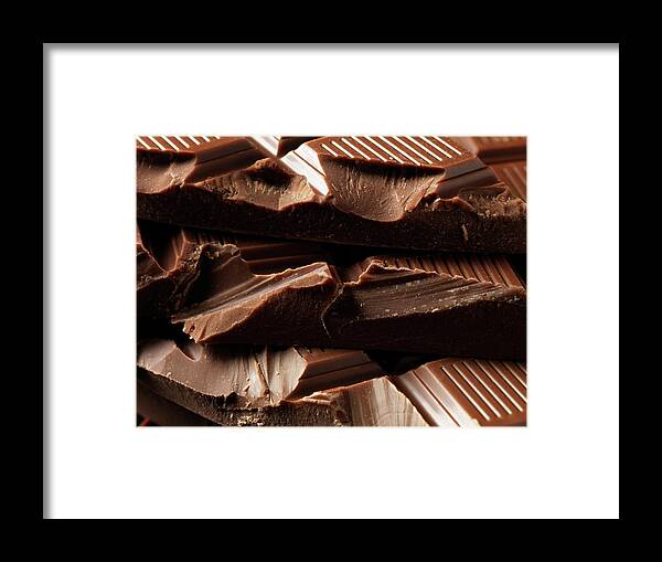 Unhealthy Eating Framed Print featuring the photograph Close Up Of Belgian Milk Chocolate by Diana Miller