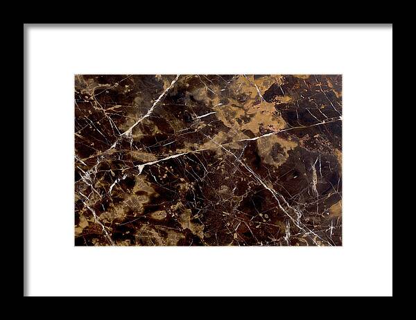 Abstractartistic Framed Print featuring the photograph Close Up Of Dark Brown Marble Stone by Dmytro Synelnychenko