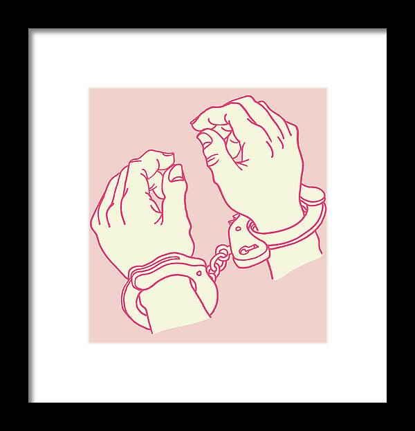 Abduction Framed Print featuring the drawing Close up of Handcuffs by CSA Images