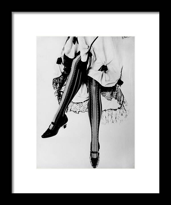 Beautiful Woman Framed Print featuring the photograph Close Up Stockings With Geometric by Keystone-france