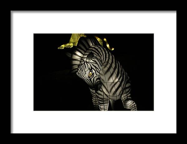 Zebra Framed Print featuring the photograph Closeup of Zebra Christmas Decoration in Palm Desert by Colleen Cornelius