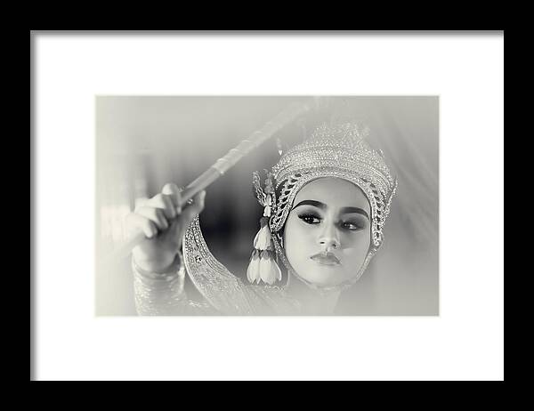 Protrait Framed Print featuring the photograph Closeup Protrait Of Young Khon Dancer by Tepsarit Lantharntong