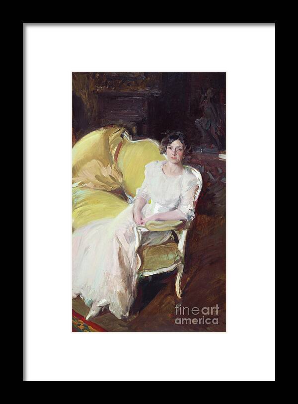 Oil Painting Framed Print featuring the drawing Clotilde Sitting On A Sofa by Heritage Images