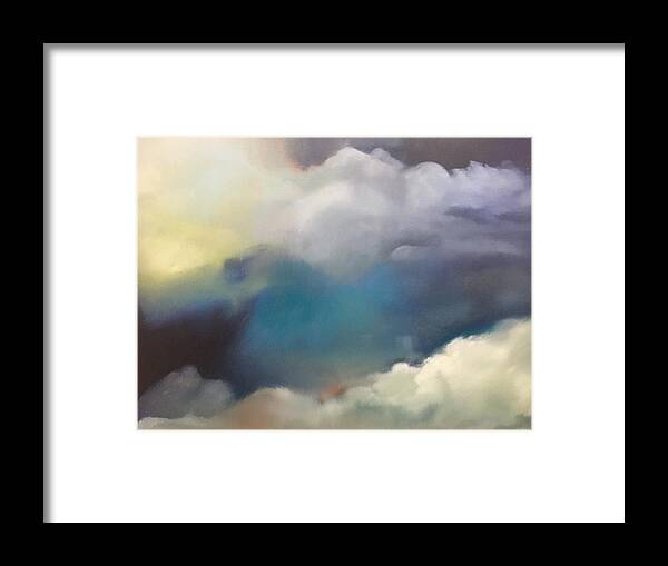 Clouds Framed Print featuring the painting Through the Plane Window 1 by Deborah Munday
