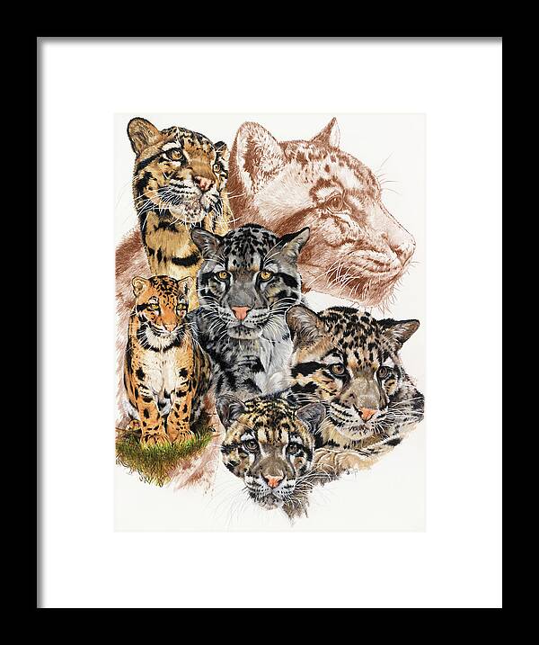 Leopard Framed Print featuring the painting Clouded Leopard With Ghost Image by Barbara Keith
