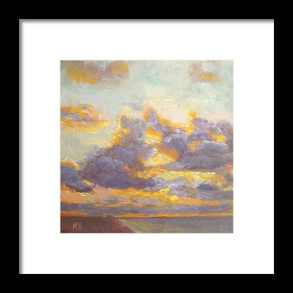 Clouds Framed Print featuring the painting Clouds at Sea by Robie Benve