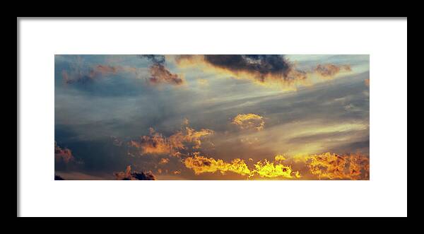 Clouds At Sunset Panorama Framed Print featuring the photograph Clouds at Sunset Panorama by Robert Ullmann