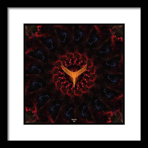 Clouds Of Fire Framed Print featuring the digital art Clouds Of Fire On Brick Mural by Rolando Burbon