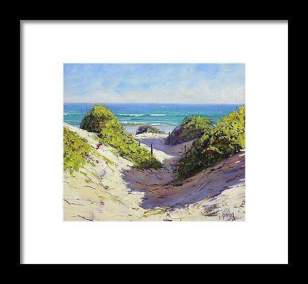 Beach Dunes Framed Print featuring the painting Coastal Dunes by Graham Gercken