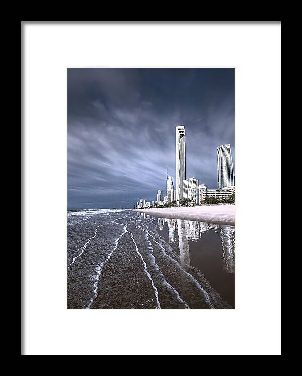 Buildings Framed Print featuring the photograph Coastal Wave Lines In Gold Coast by Weihong Liu