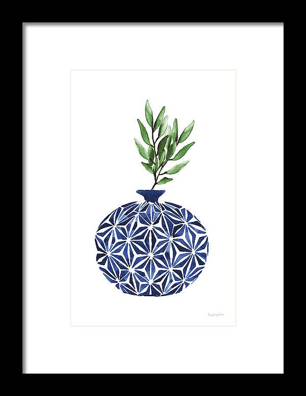 Blue Framed Print featuring the painting Cobalt Geometric Vases Iv by Mercedes Lopez Charro