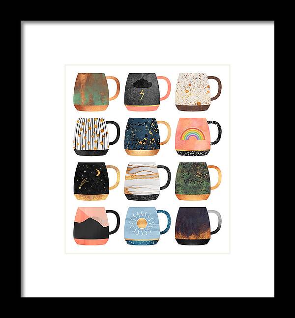 Coffee Framed Print featuring the digital art Coffee Cup Collection 2 by Elisabeth Fredriksson