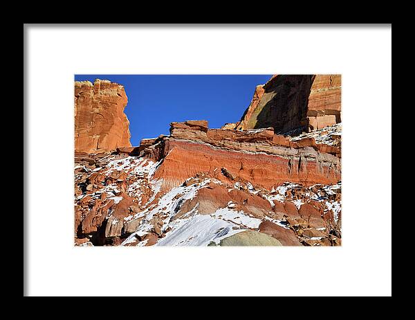 Capitol Reef National Park Framed Print featuring the photograph Cohab Canyon High Above Scenic Drive by Ray Mathis