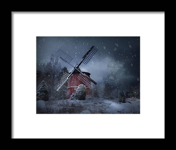 Windmill Framed Print featuring the photograph Cold, Cold Ground by Johan Lennartsson