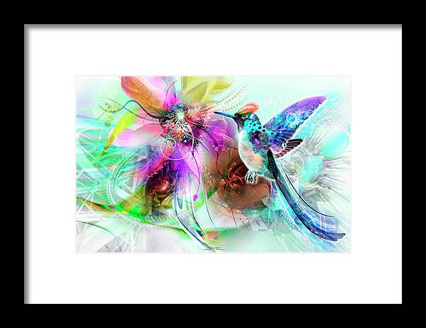 Colibri Framed Print featuring the painting Colibri by Mushroom Dreams Visionary Art