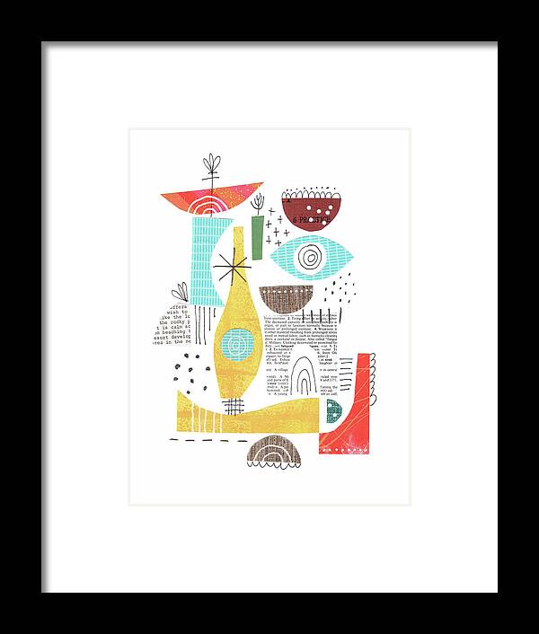 Lucie Framed Print featuring the mixed media Collage And Stitch by Lucie Duclos