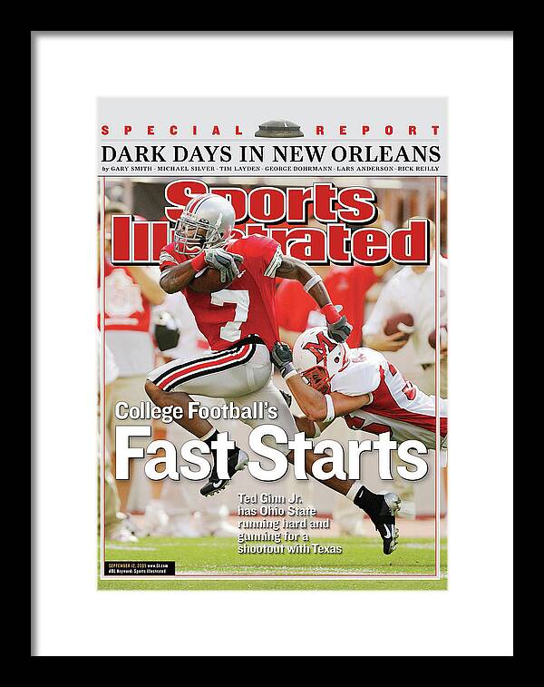 Magazine Cover Framed Print featuring the photograph College Footballs Fast Starts Sports Illustrated Cover by Sports Illustrated