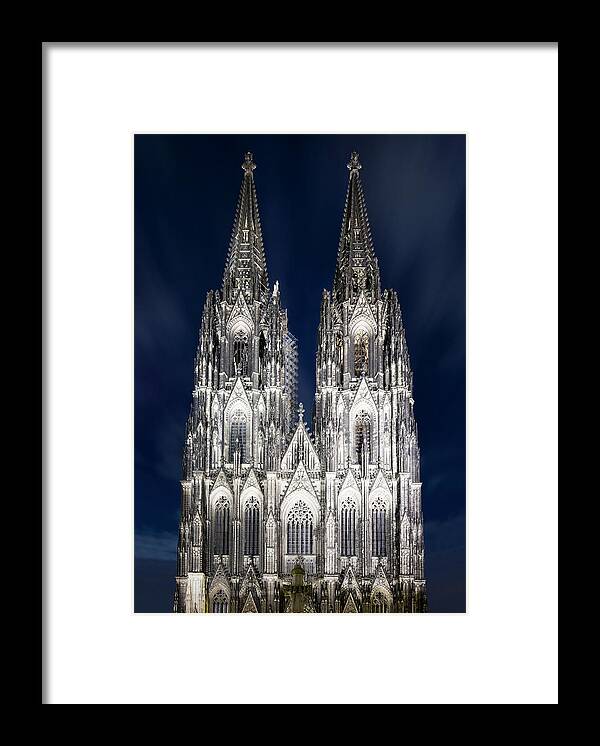 Gothic Style Framed Print featuring the photograph Cologne Cathedral At Dusk by Jorg Greuel