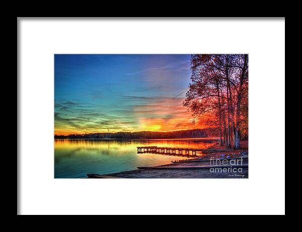 Reid Callaway Fall Sunset Framed Print featuring the photograph Color Me Beautiful Lake Oconee Georgia Fall Sunset Art by Reid Callaway