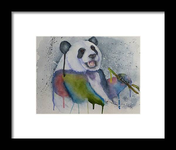 Panda Bear Framed Print featuring the painting Panda Bear in Living Color by Kelly Mills