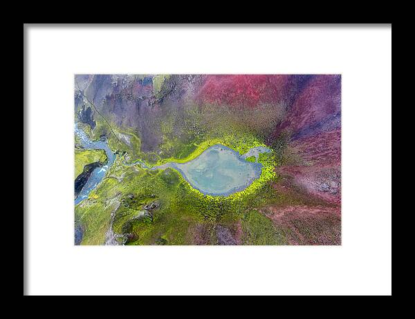 Color Framed Print featuring the photograph Color Palette -- Aerial View Of A Small Crator Lake by James Bian