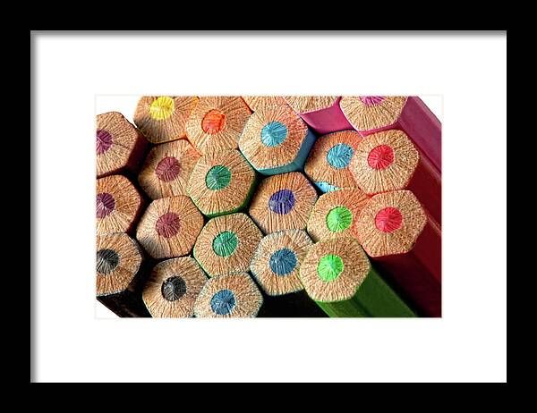 White Background Framed Print featuring the photograph Color Pencils by Ralucahphotography.ro