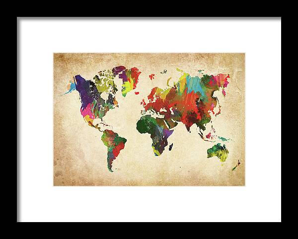 Art Framed Print featuring the photograph Colored World Map Xxxl by Sorendls