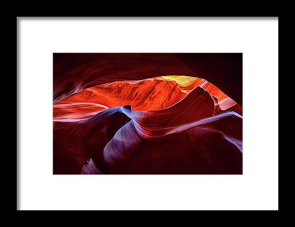 America Framed Print featuring the photograph Colorful Antelope Canyon Lights by Gregory Ballos