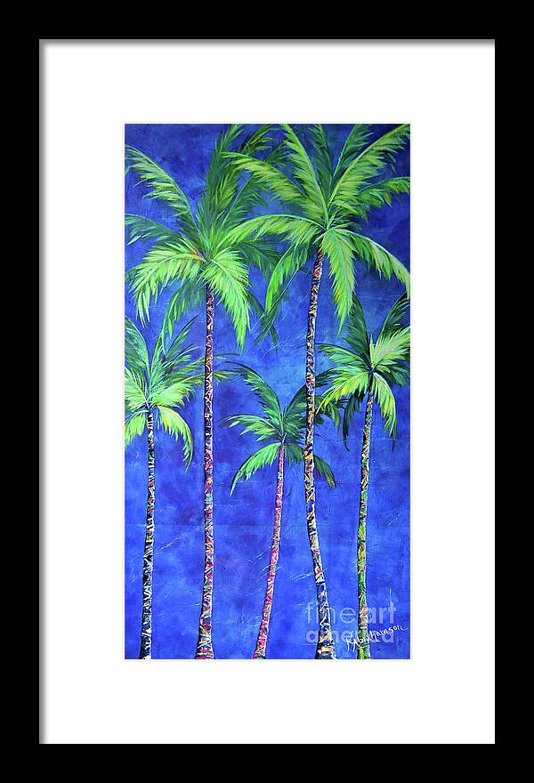 Princeville Palms Framed Print featuring the painting Colorful Family of Five Palms by Kristen Abrahamson