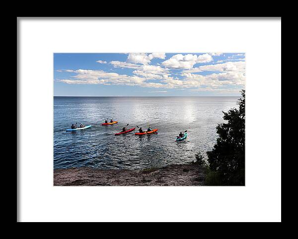 Beautiful Day Framed Print featuring the photograph Colorful Kayaks by David T Wilkinson