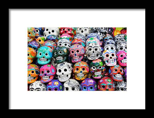 De Framed Print featuring the photograph Colorful Skull From Mexican Tradition by Sisqopote