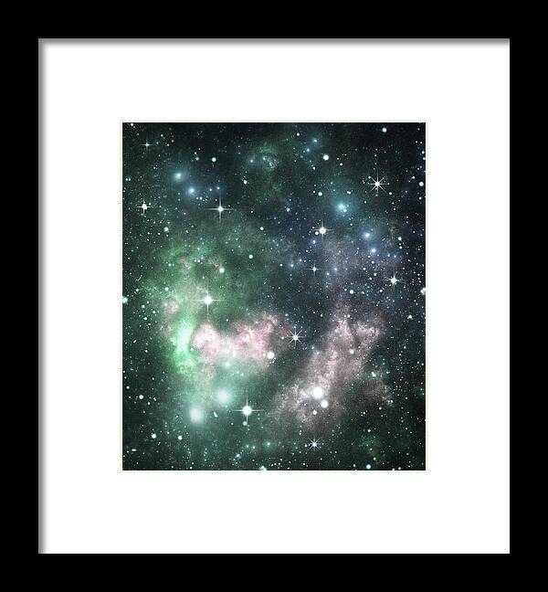 Black Color Framed Print featuring the photograph Colorful Space Galaxy Background Image by Sololos