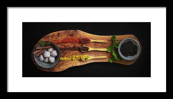 Herbs Framed Print featuring the photograph Colorful Still-life With Herbs. 3 by Saskia Dingemans
