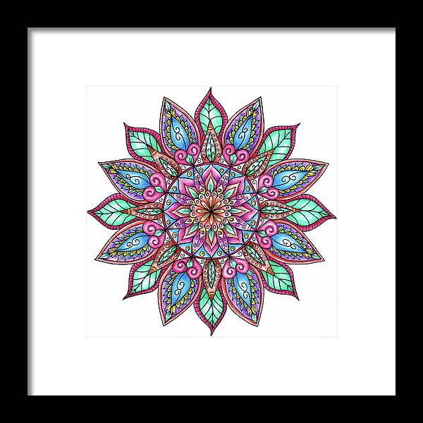 Coloured Mandala 9 Framed Print featuring the mixed media Coloured Mandala 9 by Delyth Angharad