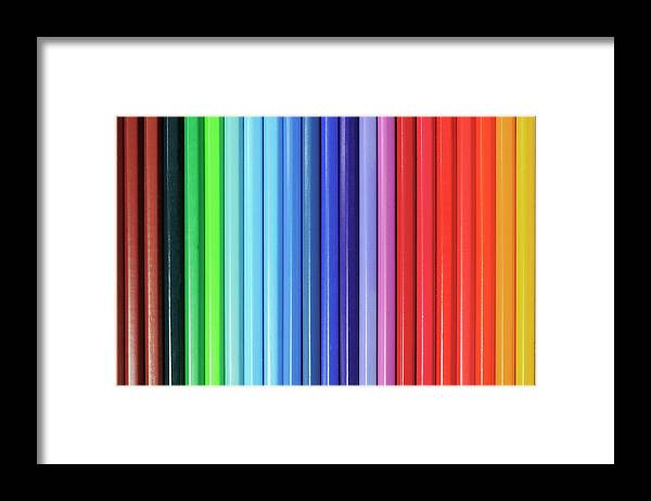Coloured Pencils 01 Framed Print featuring the photograph Coloured Pencils 01 by Tom Quartermaine