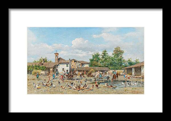 Enrico Bartezago Framed Print featuring the painting Colourful Village Life by Enrico Bartezago
